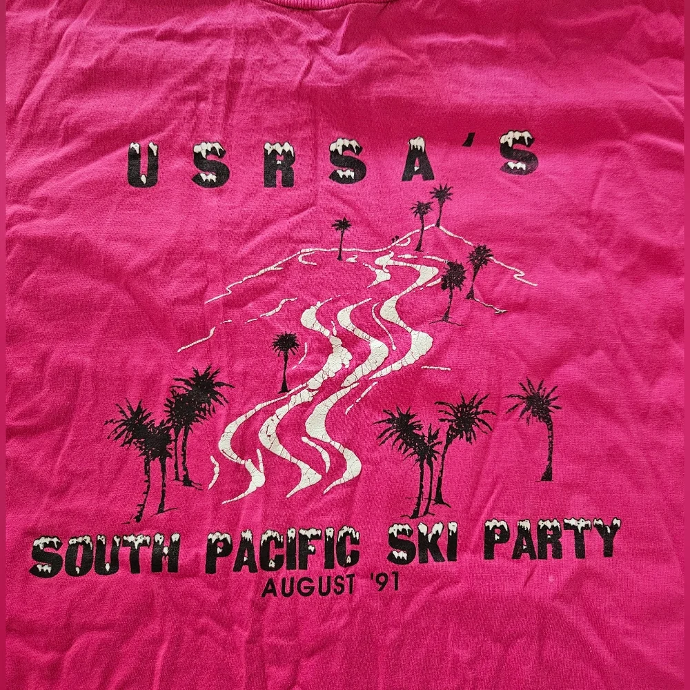 Vintage Men's Red Cotton Ski T-shirt Size XL